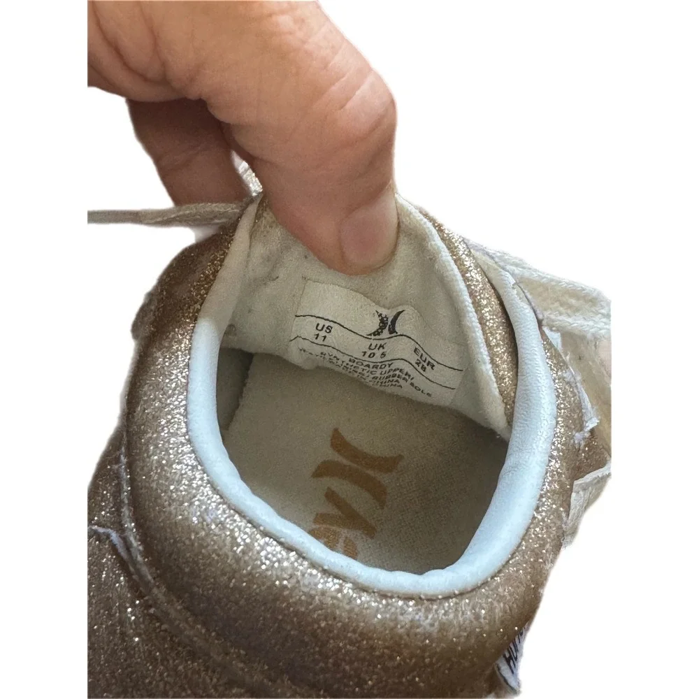 Hurley Boardy Sneakers Kids Size 11 Gold Glitter Low Top Lace Up‎